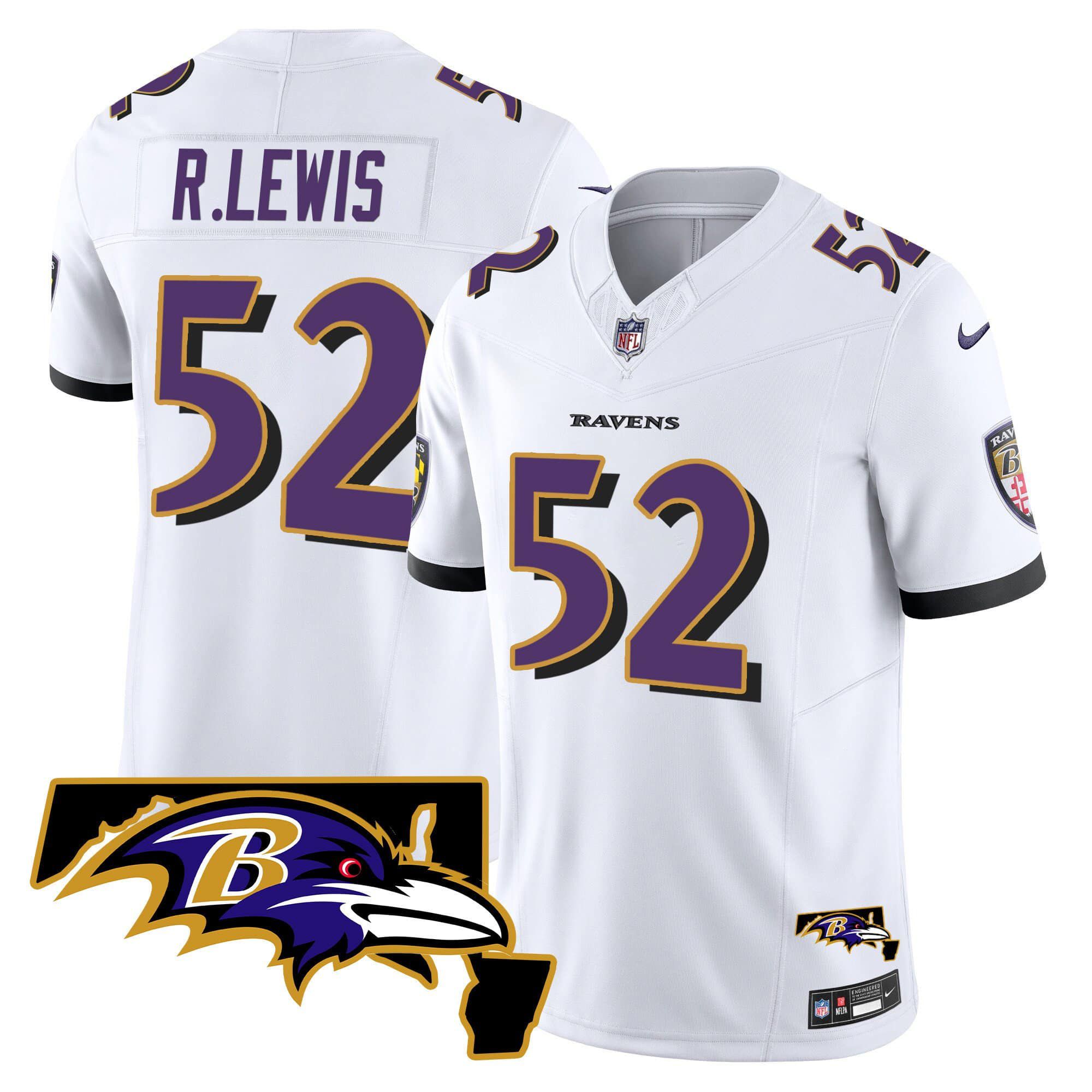 Men Baltimore Ravens #52 R.Lewis White 2024 Nike Maryland Patch Vapor Limited NFL Jersey->indianapolis colts->NFL Jersey
